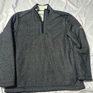 Men's Gray 3/4 Zip Sweater Orvis Sherpa Lined Sz L